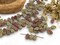 *40* 12x8mm Blended Red + Sage Green Travertine Top Drilled Leaf Beads